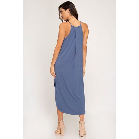 Heather Cami Midi Dress - Dusty Blue - Picture 2 of 3